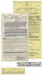 Two August 1959 Contracts Signed by Moe Howard for Three Stooges Performances -- Documents Measure 8.5 x 17 & 8.5 x 14, Very Good